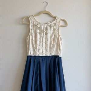 Elegant White and Blue Mini Dress